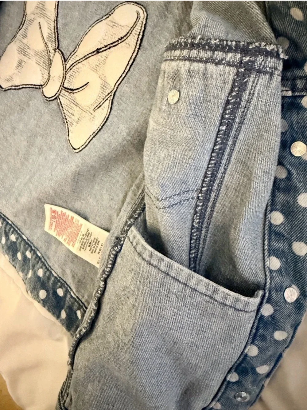 Disney Store Orlando- Minnie Mouse Polka-Dot Denim Jacket Girls Size 7/8